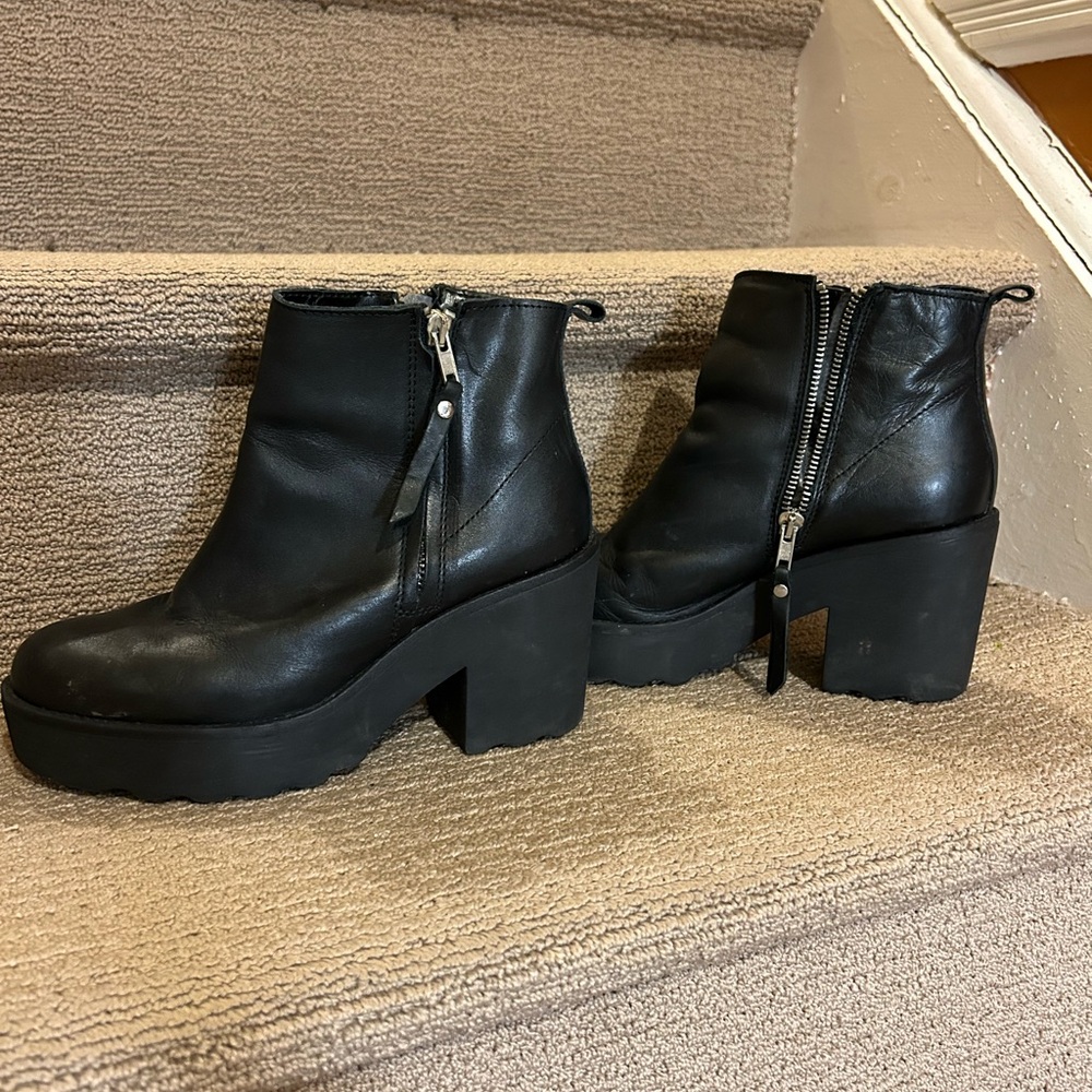 Steve Madden Sleek Black Leather Boots, says size 39